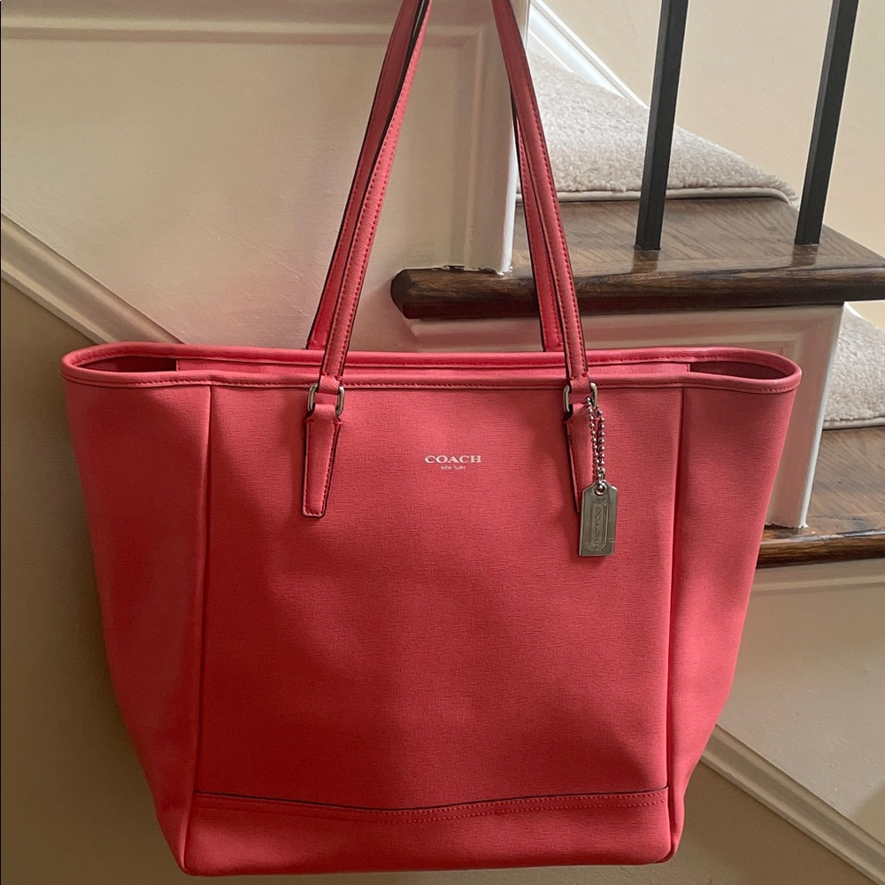 Coach Saffiabo Coral Leather Zioped Tote L1220-23821